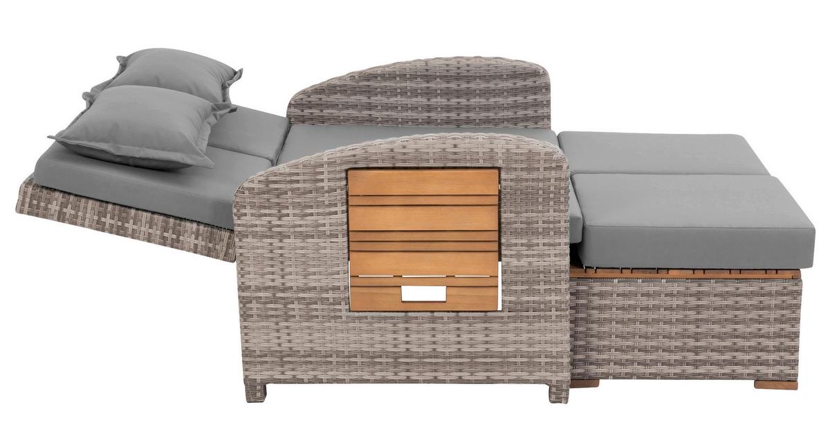 Loungegarnitur 2-teilig Bahia Tobago Holz/Metall mit Kissen - Grau, Basics, Holz/Textil (117/93/74cm) - Gardenson