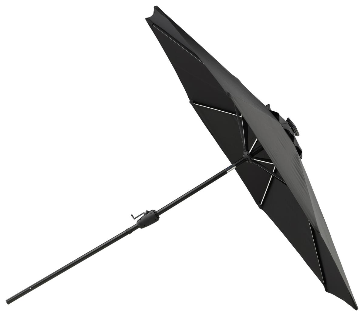 Sonnenschirm Sabal m. LED ca. 270x241 cm Schwarz Solar - Schwarz, KONVENTIONELL (270/241/270cm) - Gardenson
