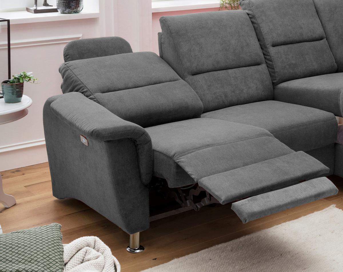Wohnlandschaft Parole Anthrazit Mikrofaser - Chromfarben/Anthrazit, KONVENTIONELL, Textil/Metall (231/184cm) - Livetastic