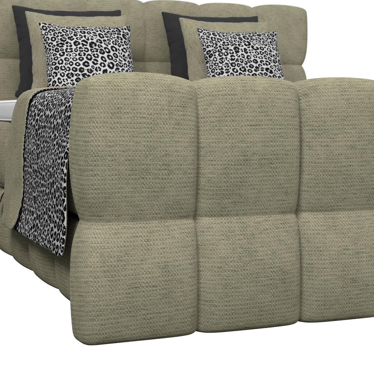 Postelja Boxspring Brisbane, Zelena, 180x200 - črna/zelena, Trend, umetna masa/tekstil (180/200cm) - Premium Living