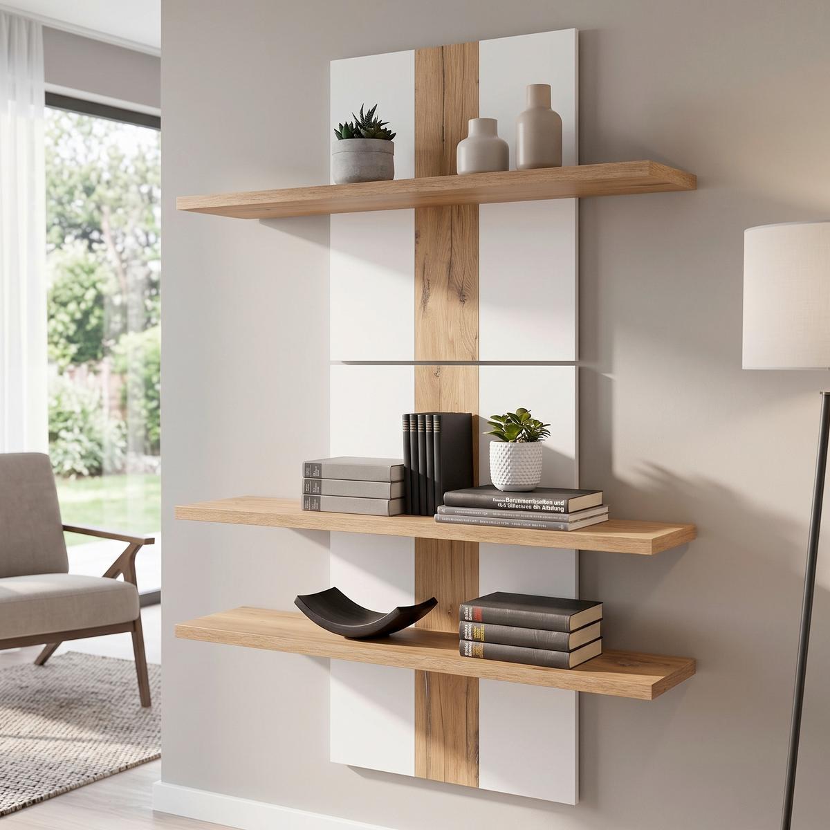 Zidna Polica Auris - bijela/boje johe, Moderno, drvni materijal (100/143/25cm) - Modern Living