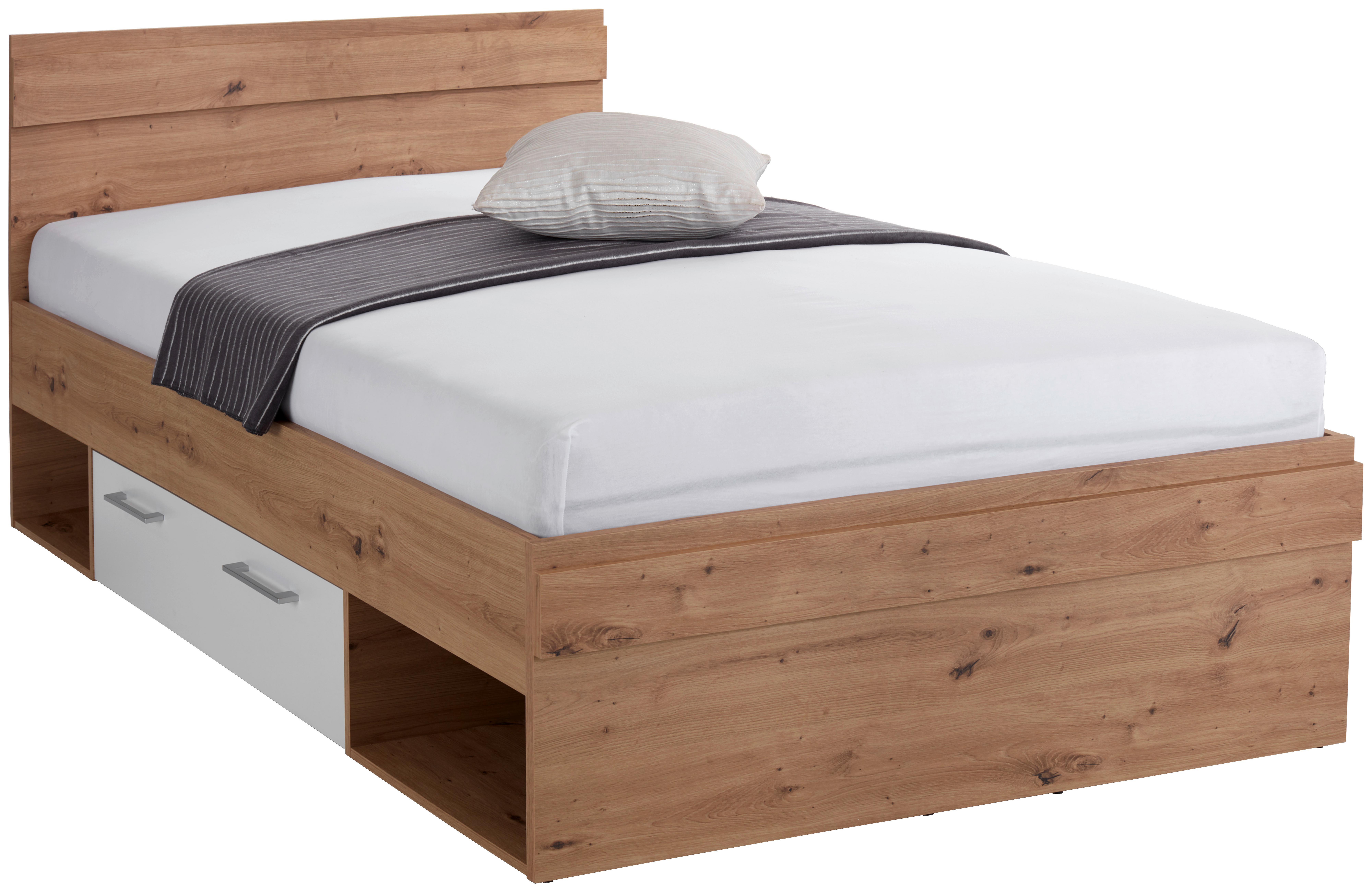 Krevet Box 120 - bijela/hrast Artisan, Moderno, drvni materijal (120/200cm) - Modern Living