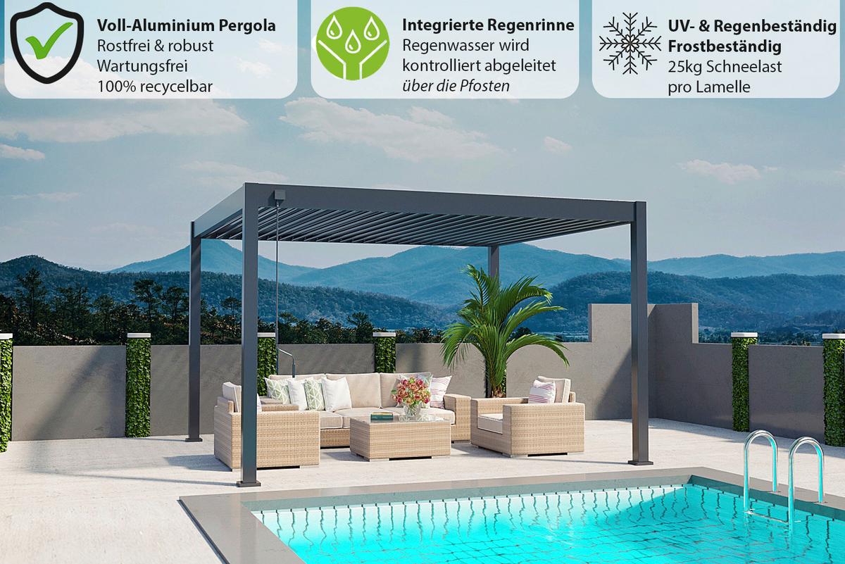 PERGOLA DELUXE 3,6X4M ANTHRAZIT - Anthrazit, Basics, Metall (360/255/400cm) - Gardenson