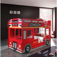Autobett London Bus Rot - Rot, MODERN, Holzwerkstoff (90/200cm) - Vipack