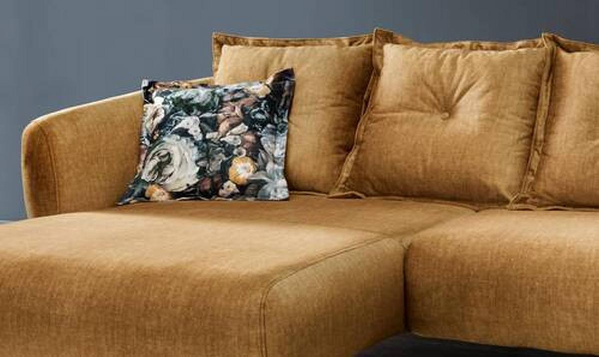 Wohnlandschaft Baggio Gelb Velours - Gelb/Multicolor, MODERN, Holz/Textil (162/277cm) - Livetastic
