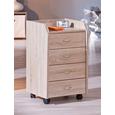 Rollcontainer in Sonoma Eiche - Silberfarben/Sonoma Eiche, Holzwerkstoff/Kunststoff (40/65/36cm) - Mömax modern living