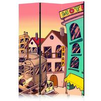 Paravan Morning In A City, 3-Delni, Dvostranski - rumena/pink, Basics, tekstil/les (135/172/3cm) - artgeist