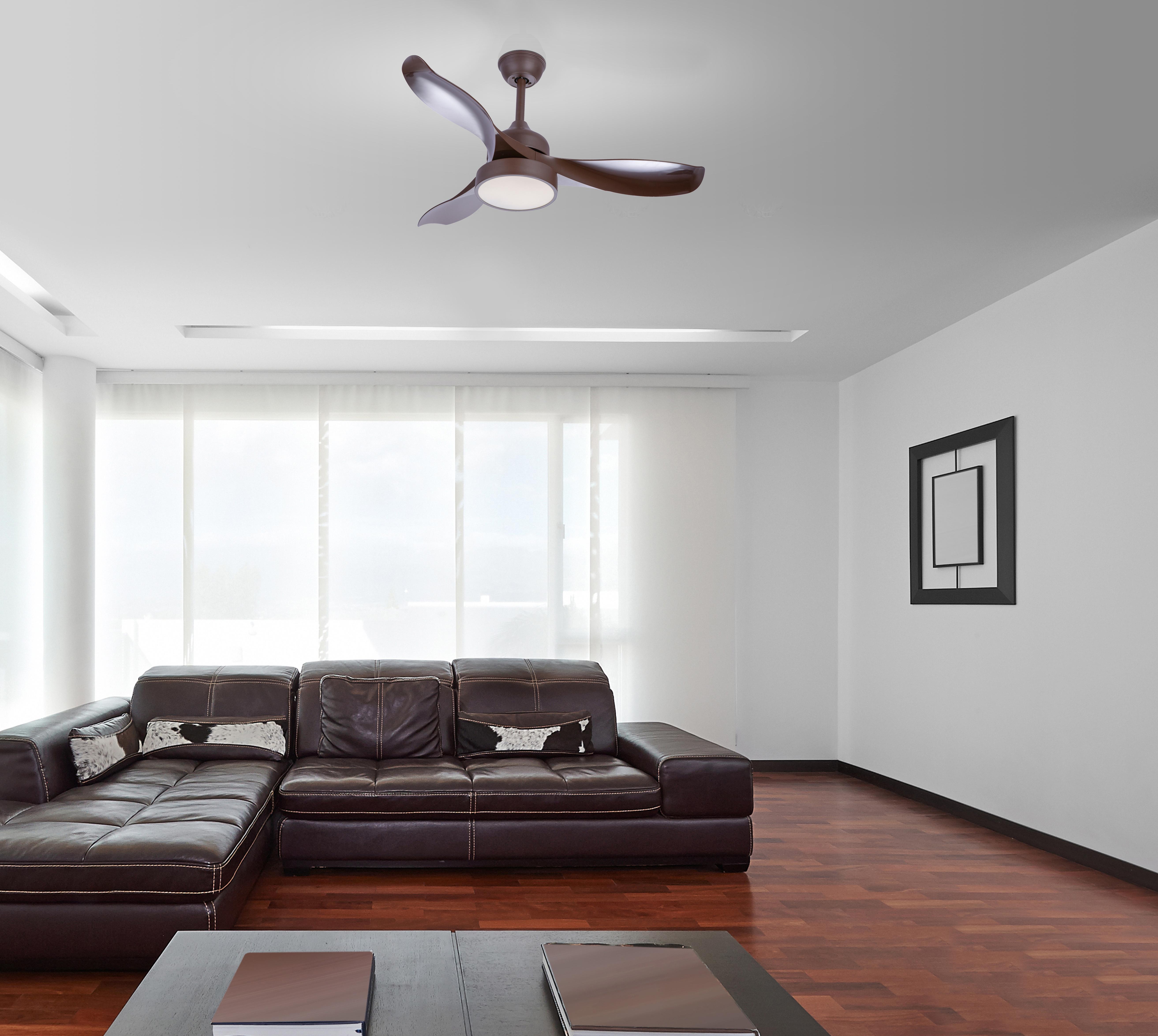 Deckenventilator Ludwig max. 60 Watt - Dunkelbraun, MODERN, Kunststoff/Metall (107/45cm) - Globo