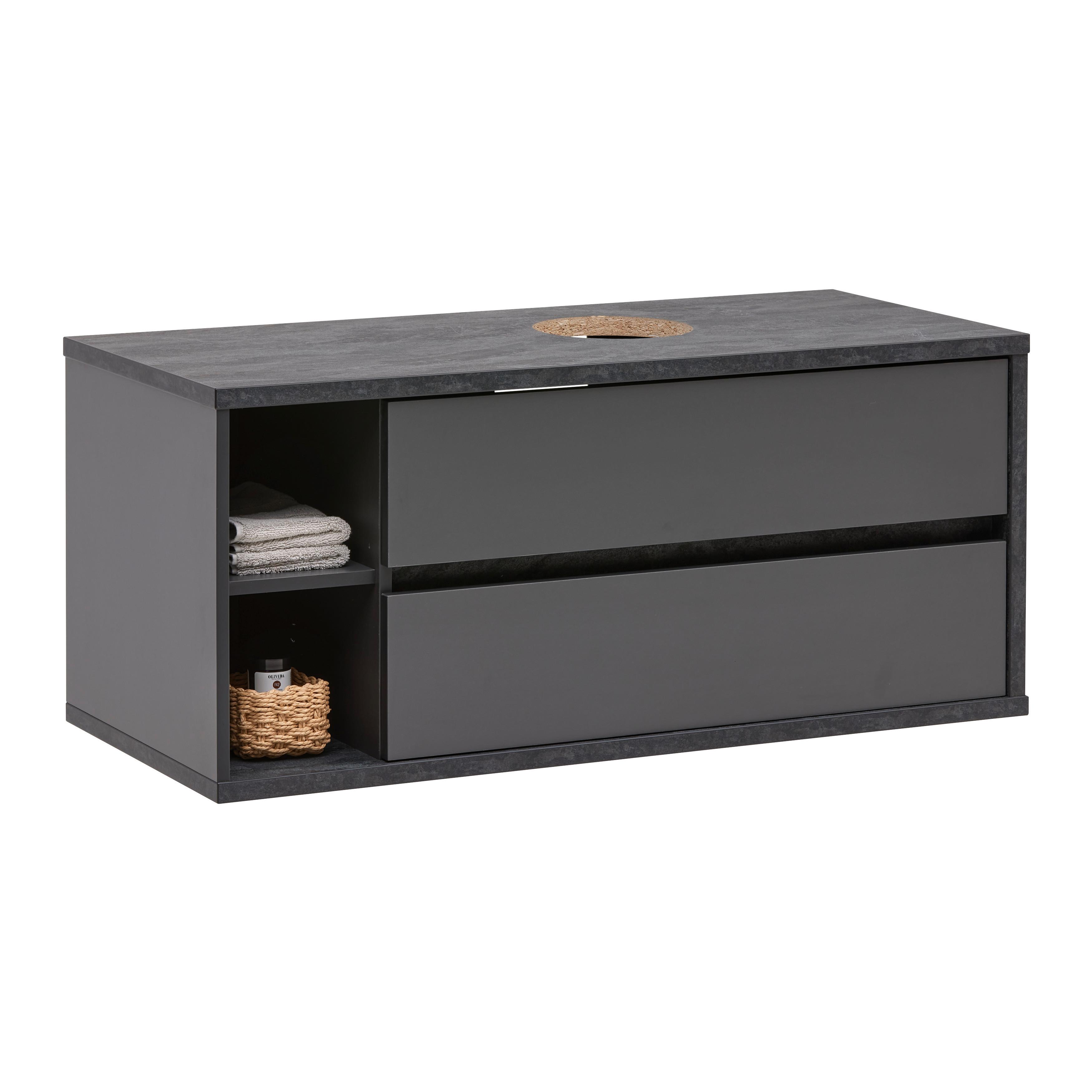 Waschtischunterschrank Camillo Anthrazit /Schwarz - Anthrazit/Schwarz, MODERN, Holzwerkstoff (110/48/46cm) - Mömax
