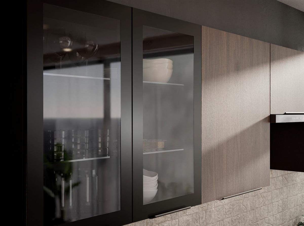 Blok Kuhinja Arona/monza - kašmir/boje oraha, Moderno, staklo/drvni materijal (260/210/60cm) - Modern Living