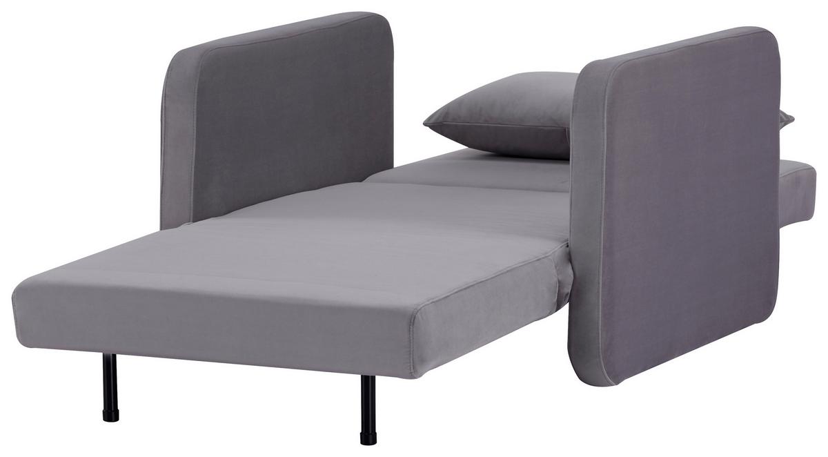 Naslanjač York, Siva, Žamet, Ležišče - siva/črna, Design, umetna masa/tekstil (93/83/85cm) - Modern Living