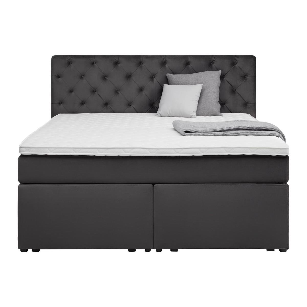 Boxspringbett Chester Anthrazit ca. 160x200cm - Anthrazit/Schwarz, Holzwerkstoff/Kunststoff (160/200cm) - Mömax