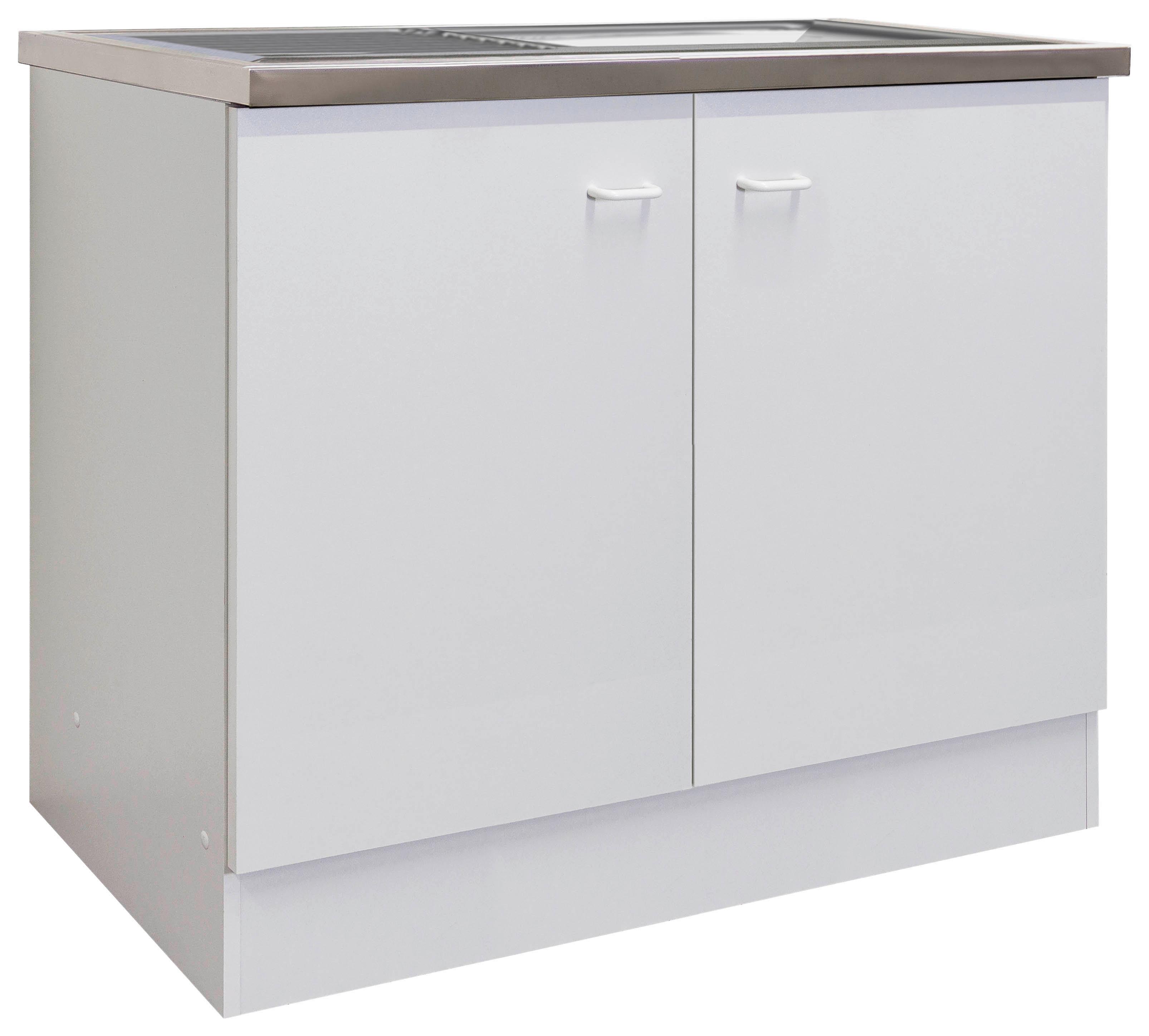 Kuhinjska Spodnja Omarica Speed, Bela - bela/svetlo siva, Konvencionalno, umetna masa/leseni material (100/85/50cm) - FlexWell