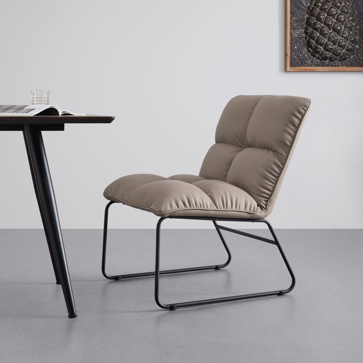 Sessel Eleina Taupe Lederlook - Taupe/Schwarz, MODERN, Textil/Metall (71/82/70cm) - Bessagi Home