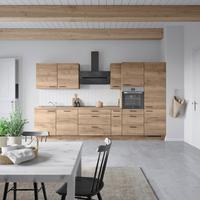 Küchenblock Structura High m. Geräten Eiche dunkel - Eiche dunkel/Schwarz, MODERN, Holzwerkstoff/Metall (360cm) - Nobilia