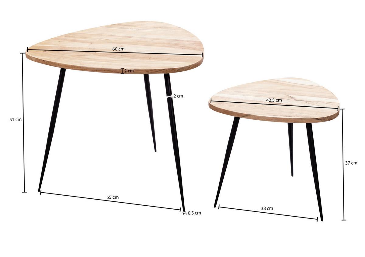 Set Miz Satztisch - črna/barve akacije, Moderno, kovina/les (60/60/51cm) - MID.YOU