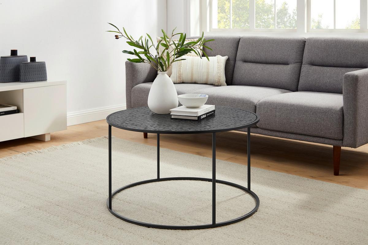 Klubska Miza Black, Črna - črna, Design, kovina/steklo (80/45cm) - Livetastic