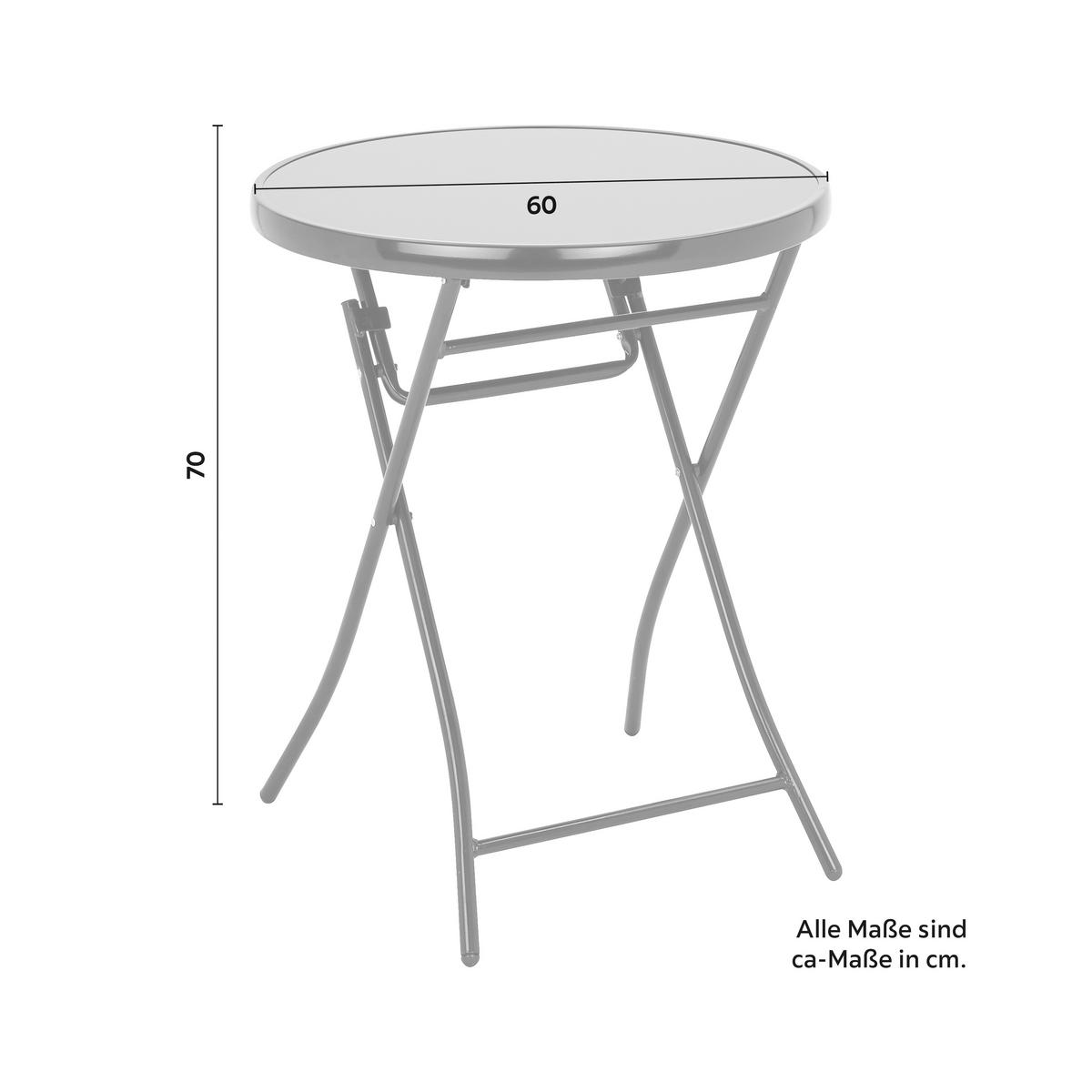 Gartentisch Sam Anthrazit Metall/Glas Ø ca. 60cm - Anthrazit, Glas/Kunststoff (60/70cm) - Mömax