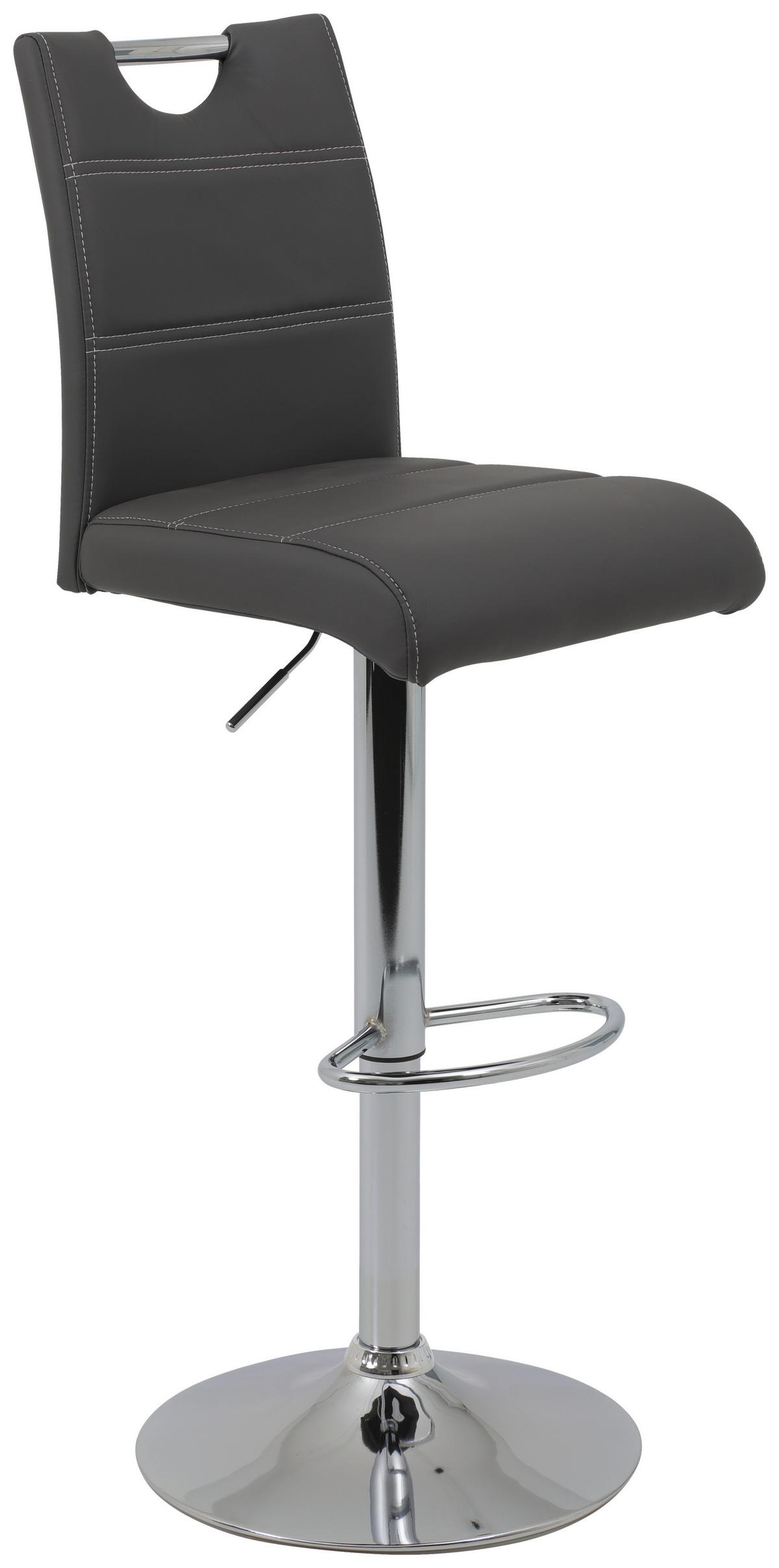 Barhocker Set mit Lehne und 360°drehbar 2-tlg Miranda Grau - Chromfarben/Weiß, MODERN, Textil/Metall (38/97-119/50cm) - MID.YOU