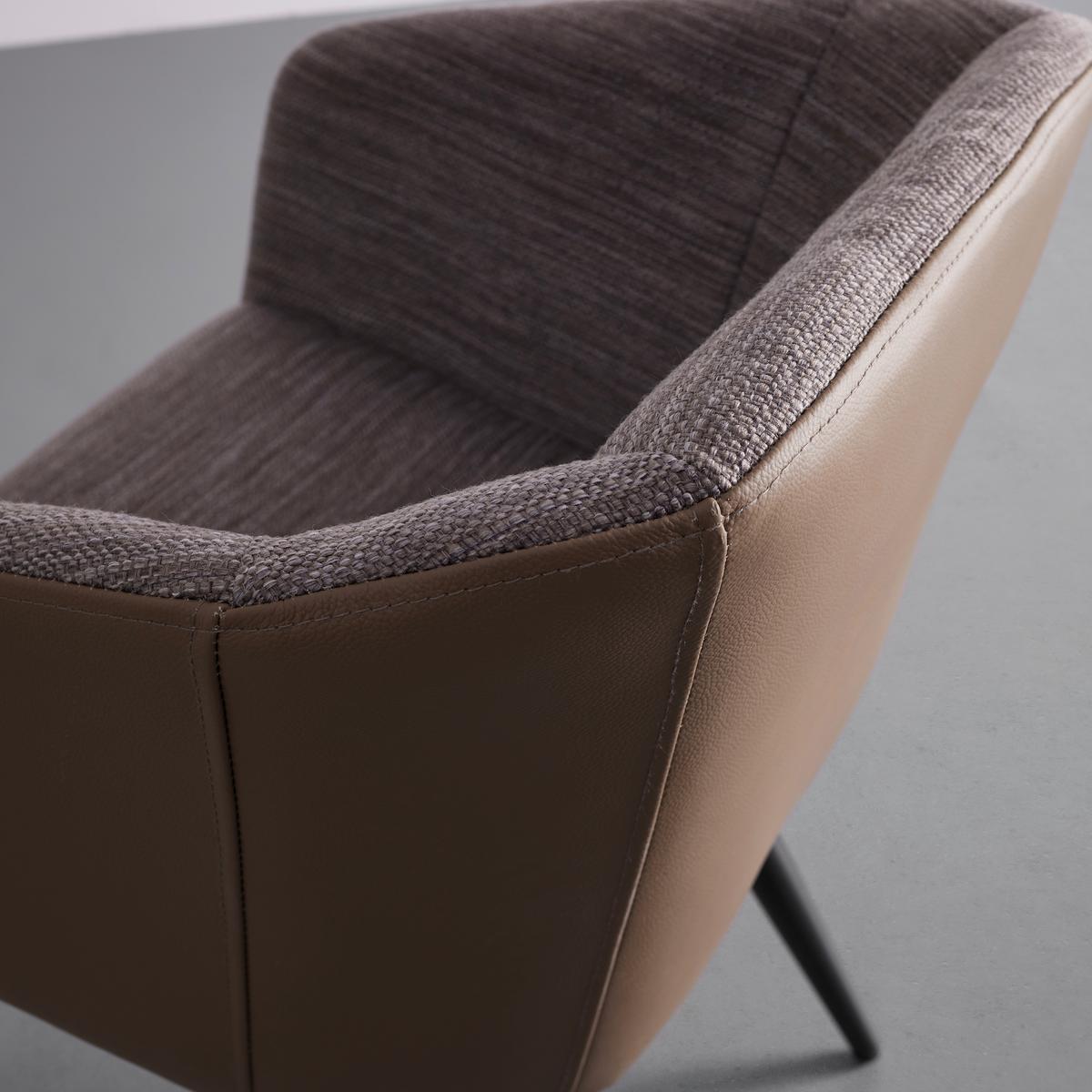 KRZESŁO Z PODŁOKIETNIKAMI BIANCO - czarny/brązowy, Modern, skóra/metal (55,5/75,5/58cm) - Bessagi Home