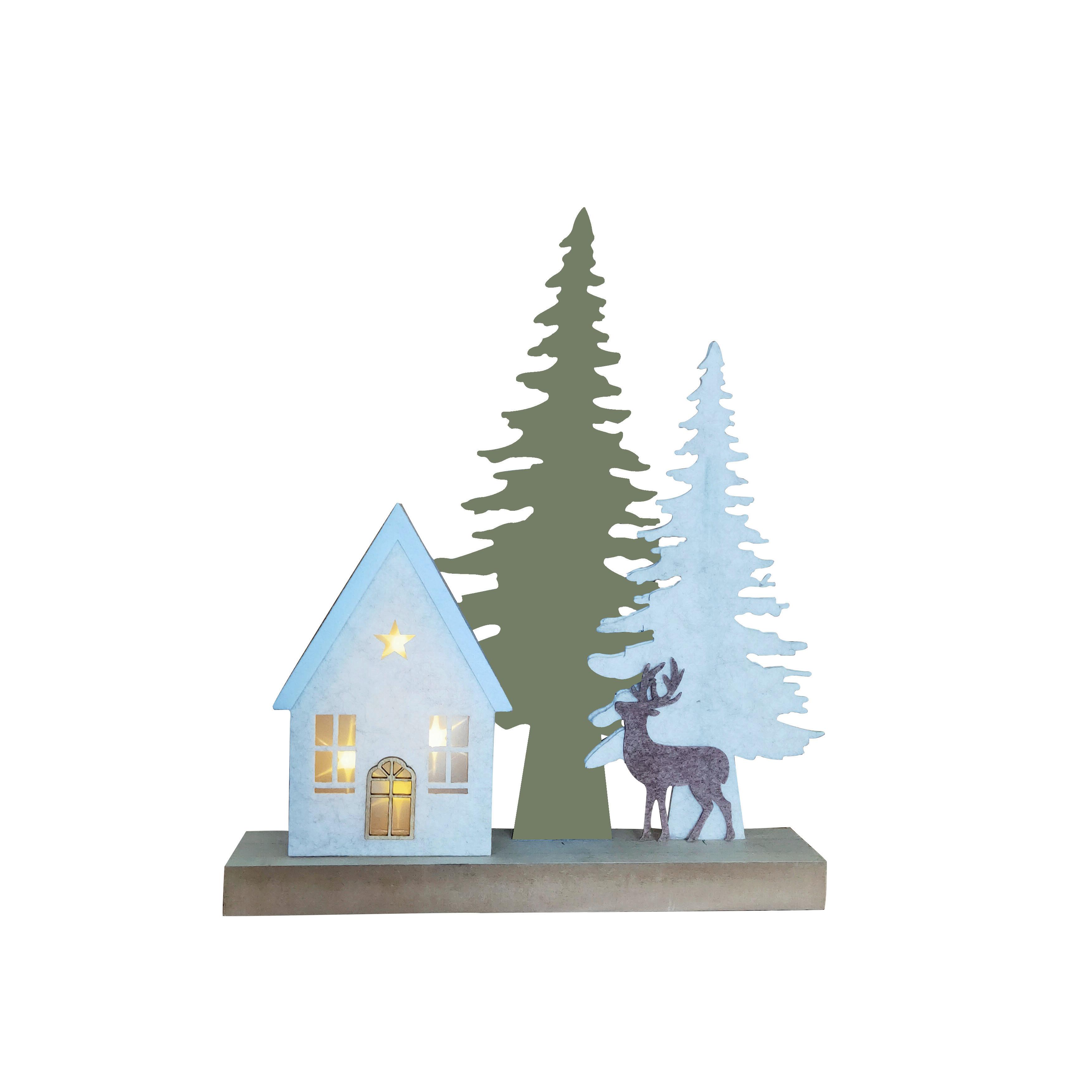 FIGURKA ŚWIĄTECZNA J245506S - jasnozielony/kremowy, Lifestyle, materiał drewnopochodny/tkanina (31/36/6cm) - X-Mas