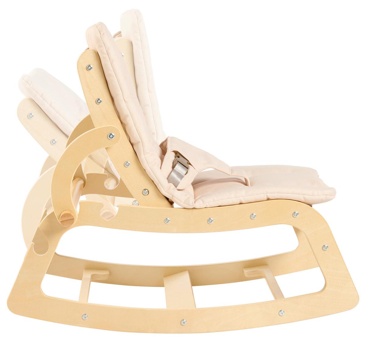 KRZESEŁKO BUJANE DLA DZIECI SWING AND MORE - beżowy/kolor naturalny, Basics, drewno/tkanina (42/70/56cm) - Jimmylee