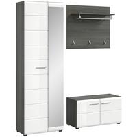 Garderobe Salsa 3-tlg. ca. 155x192x37 cm Weiß/Rauchs. - Weiß Hochglanz, Design, Holzwerkstoff (155/192/37cm) - MID.YOU