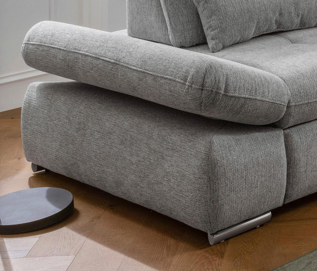 Wohnlandschaft Dalida Silberfarben Chenille - Chromfarben/Silberfarben, Design, Textil/Metall (280/254cm) - Livetastic