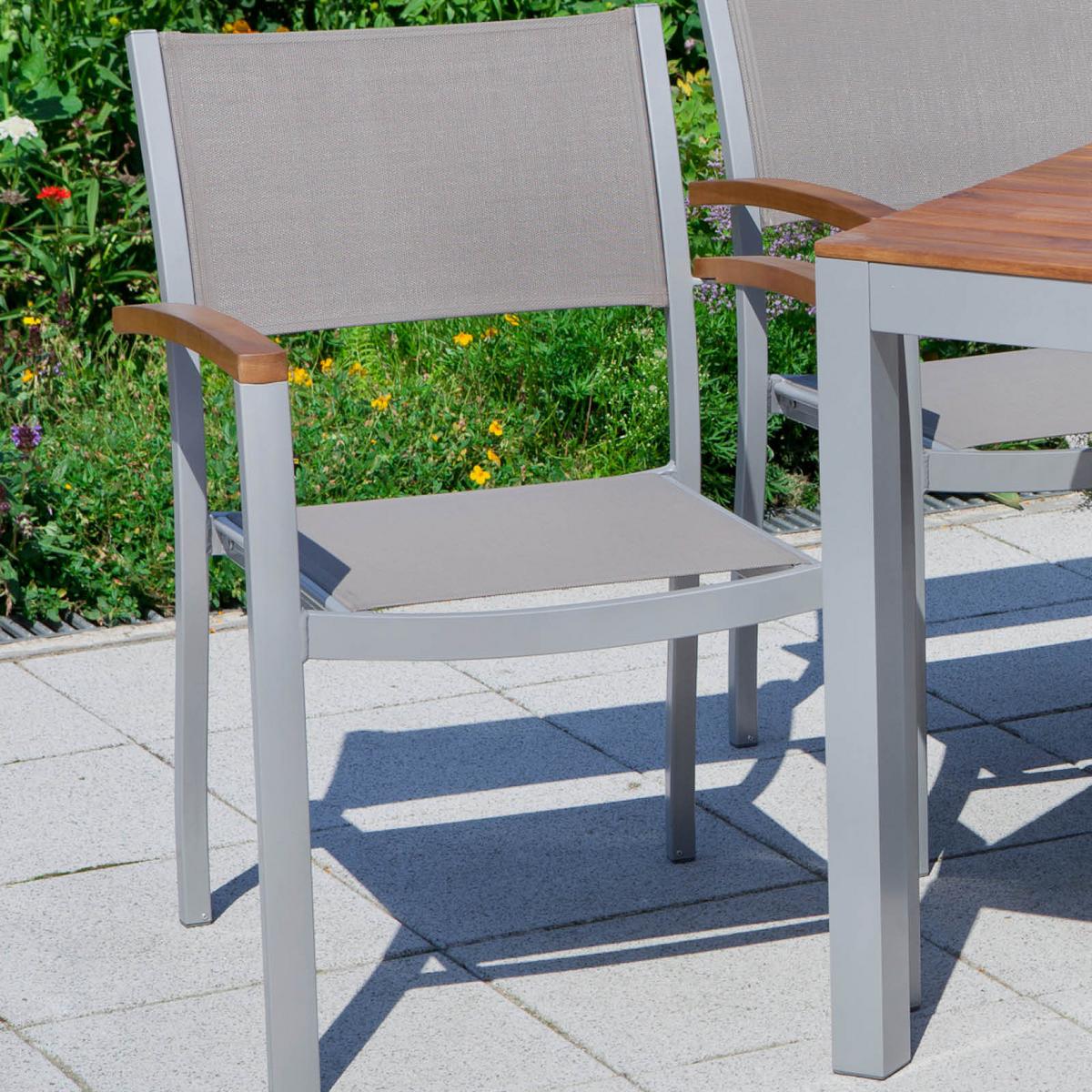 Vrtni Stol Naxos, 2 Kos, Aluminij - srebrne barve/siva, Romantika, kovina/tekstil (59/85/56cm) - Gardenson