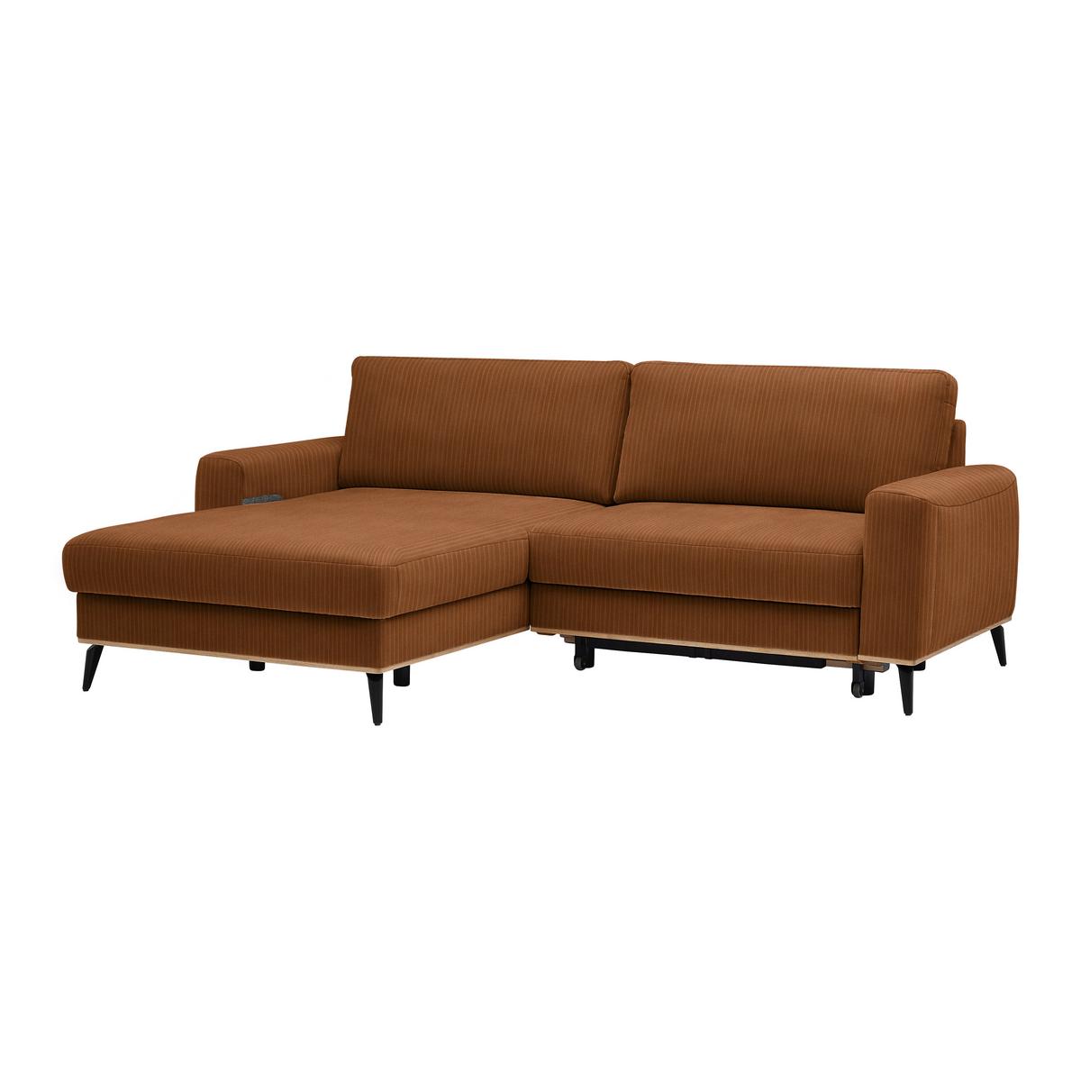 Wohnlandschaft Romeo Rostfarben - Rostfarben/Schwarz, KONVENTIONELL, Textil/Metall (167/87/234cm) - Zandiara
