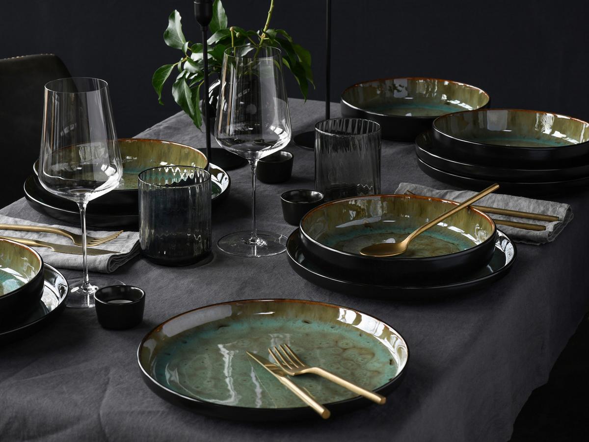 Kombinirani Servis Nordic Fjord Green, 16-Delni - črna/zelena, Basics, keramika - Creatable