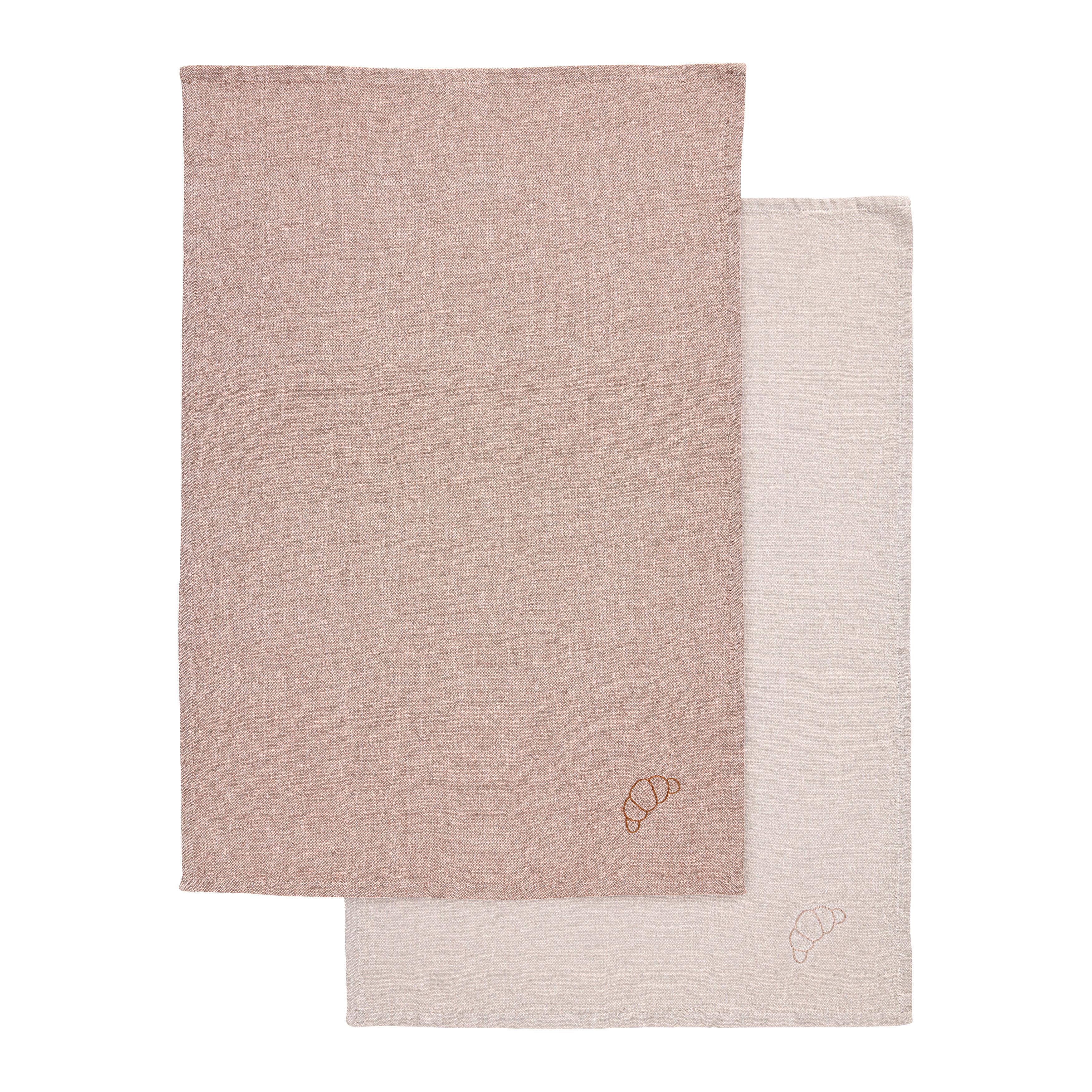 Geschirrtuch-Set Mette Braun/Beige, 2-teilig - Beige/Braun, Textil (50/70cm) - Mömax