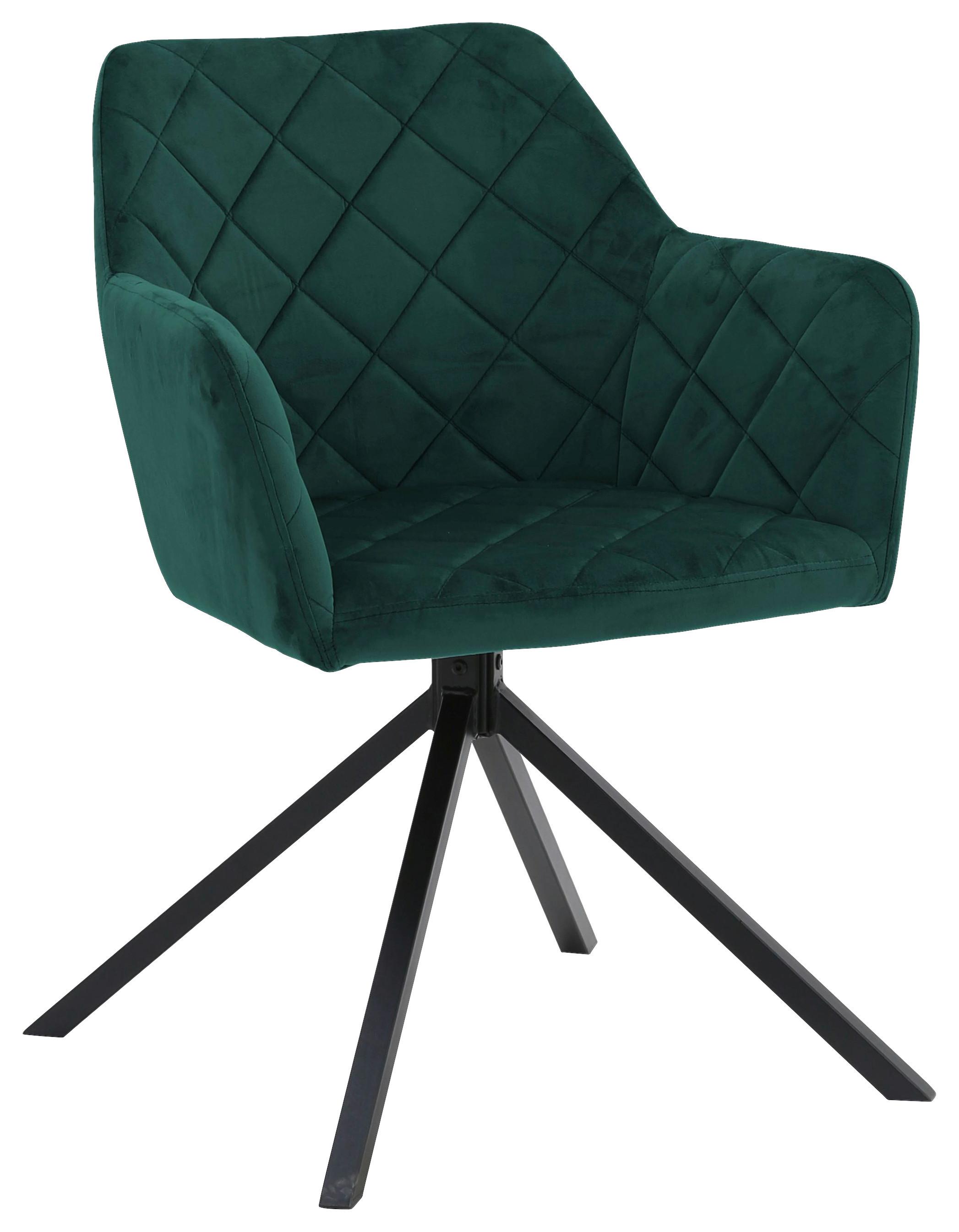 Stol Patti, Zelena, Vrtljiv - črna/zelena, Konvencionalno, kovina/tekstil (58/81/54cm)