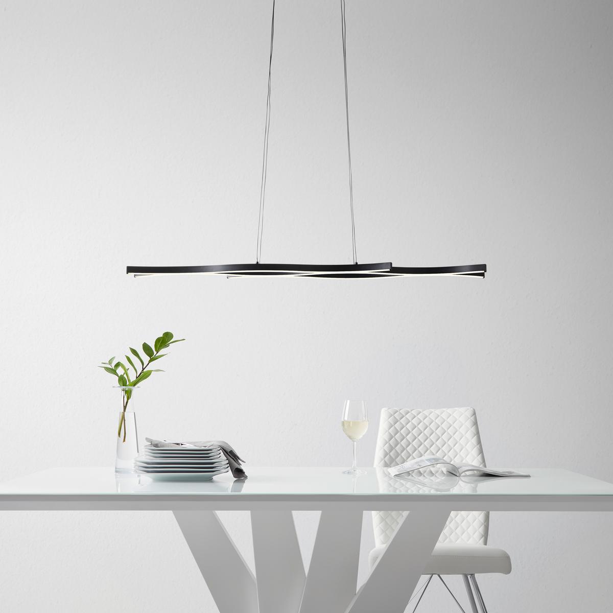 Viseča Led-svetilka Relo - črna/opal, Moderno, kovina/umetna masa (107,6/18/120cm) - Mömax