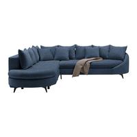 Ecksofa Dunkelblau - Schwarz/Dunkelblau, Modern, Textil/Metall (291/250cm) - Mömax