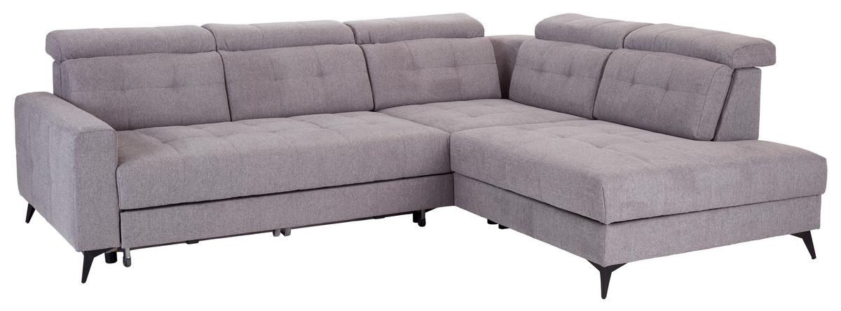 Sedežna Garnitura Barletta, Siva, Ležišče, Predal - črna, Moderno, kovina/tekstil (289/228cm) - Premium Living