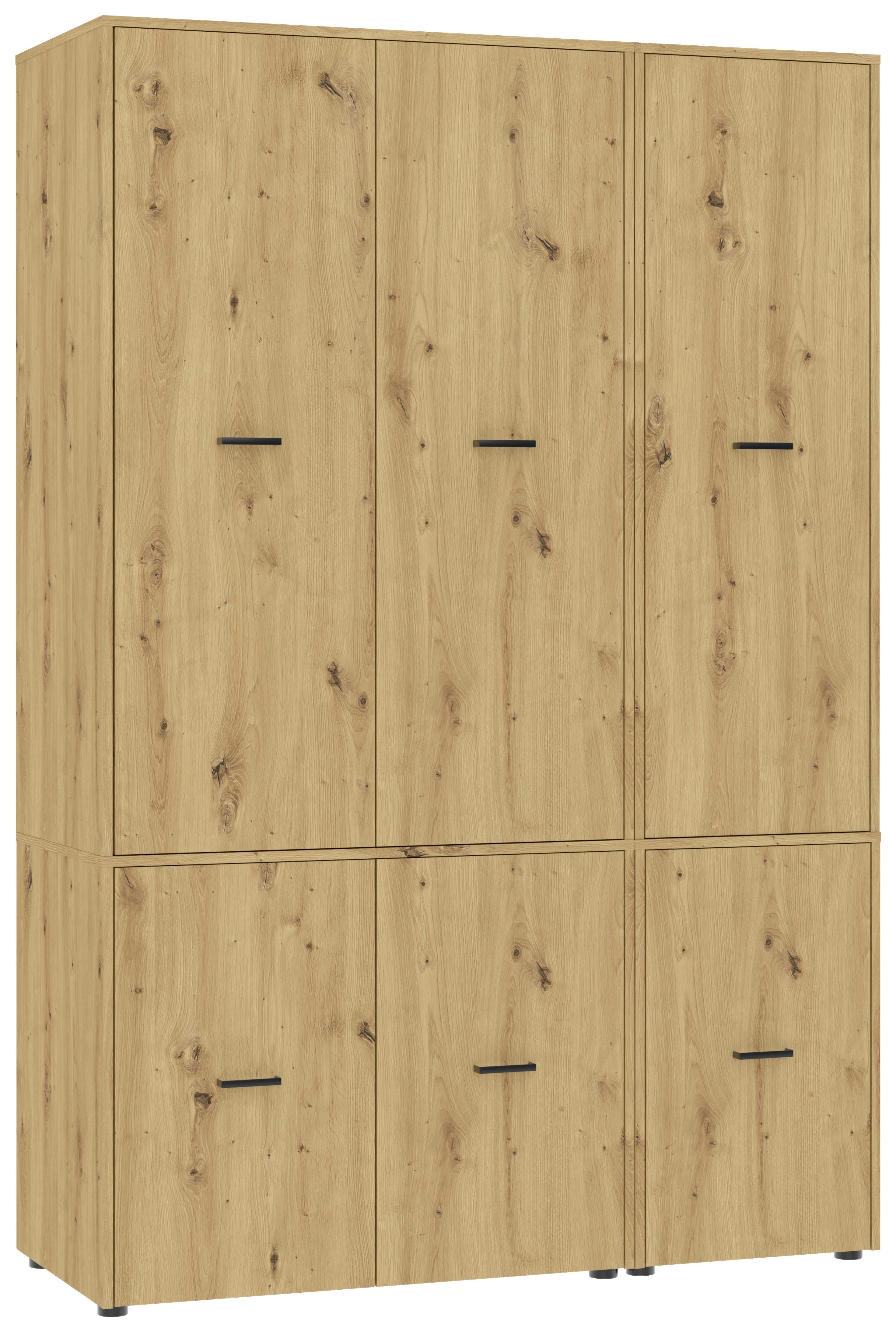 Kleiderschrank Kivo Eiche Artisan - Schwarz/Eiche Artisan, Basics, Holzwerkstoff/Kunststoff (135/199,6/52,1cm) - Based