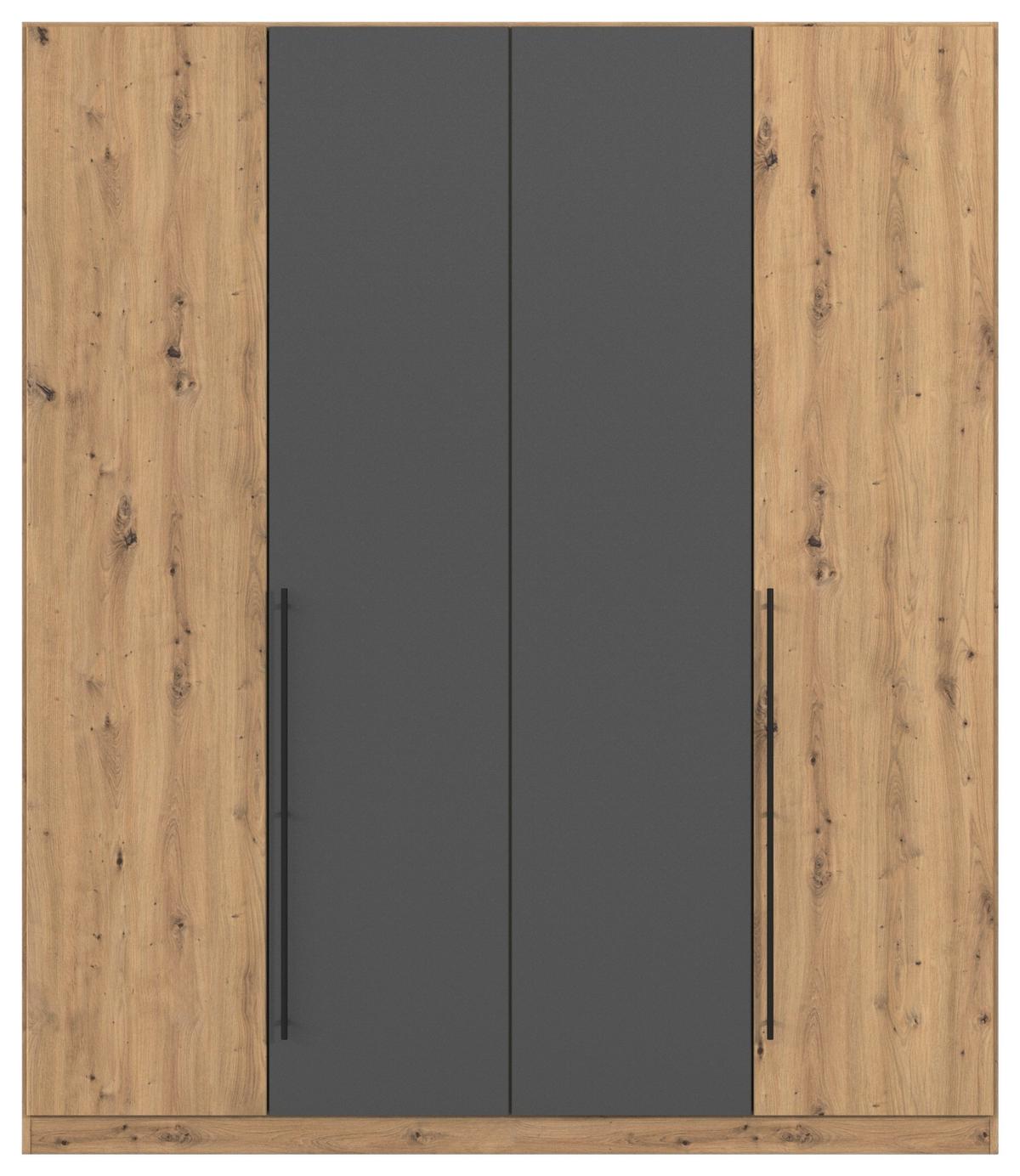 Kleiderschrank Safari Grau/Eiche Artisan - Eiche Artisan/Grau, KONVENTIONELL, Holzwerkstoff/Metall (181/229/54cm) - Based