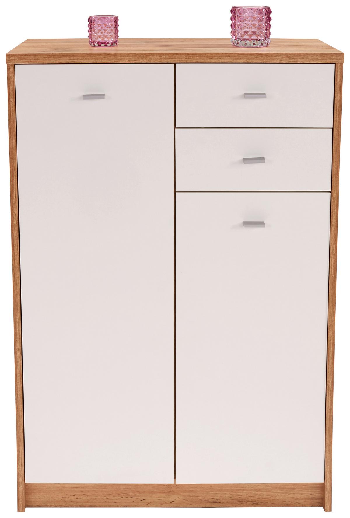 Komoda 4-you New, Bela, Barva Hrasta - barve kroma/črna, Moderno, umetna masa/leseni material (74/111,4/35cm) - Mömax