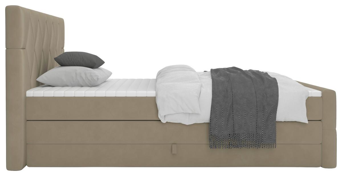 Boxspringbett Josie B Beige ca. 140x200cm - Beige/Schwarz, KONVENTIONELL, Holz/Holzwerkstoff (140/200cm) - Mömax