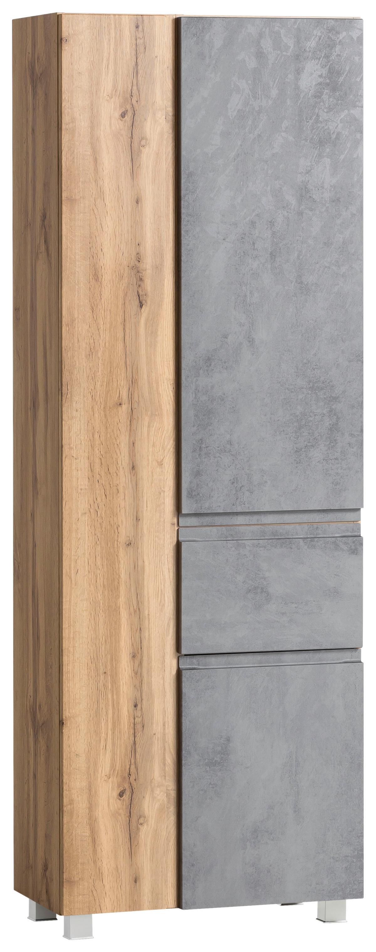 Hochschrank Varese ca. 65x180 cm Hellgrau/Eiche - Eiche Wotan/Hellgrau, MODERN, Holzwerkstoff (65/180/35cm) - Held