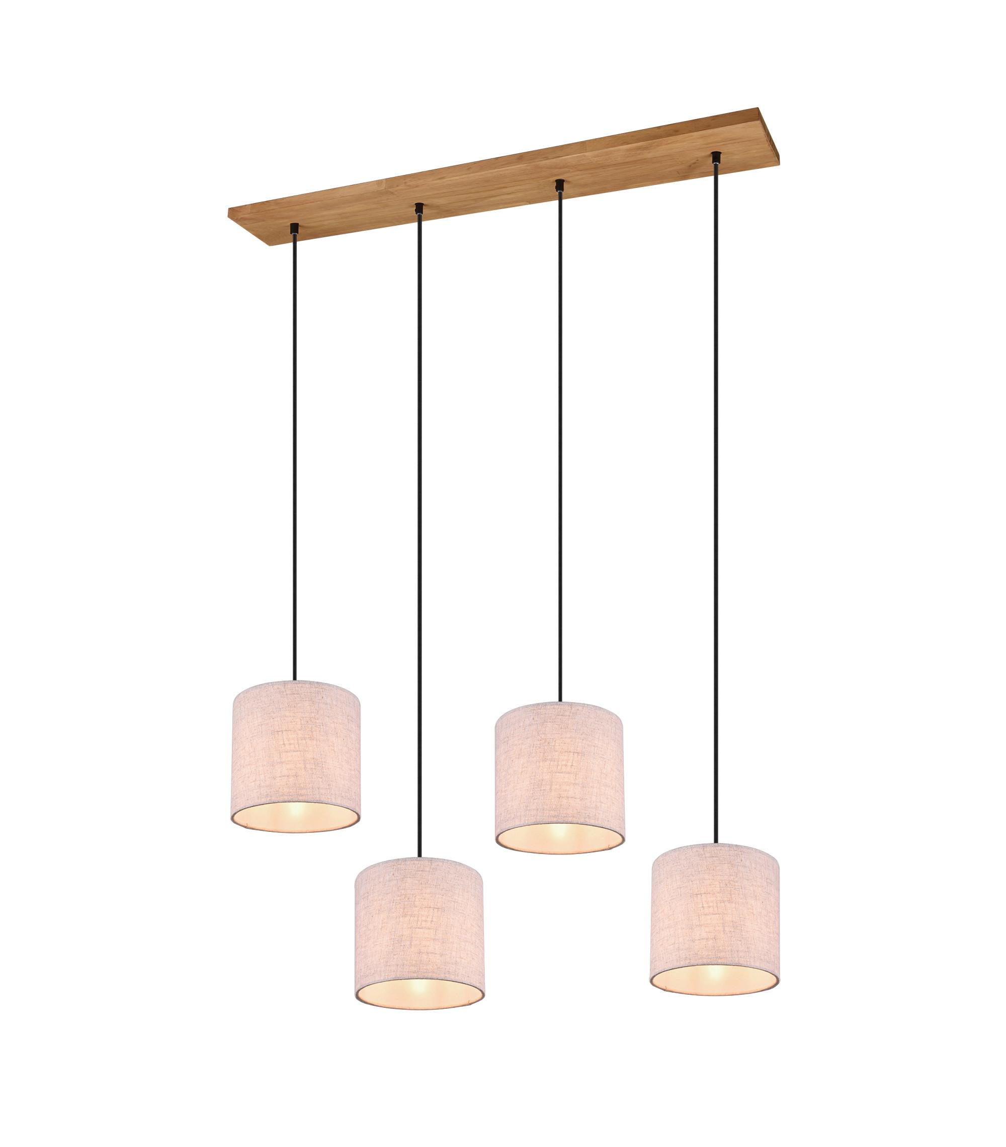 Hängeleuchte Elmau Braun/Weiß max. 60 Watt - Braun/Weiß, Natur, Textil/Metall (100/20/150cm) - Trio Leuchten