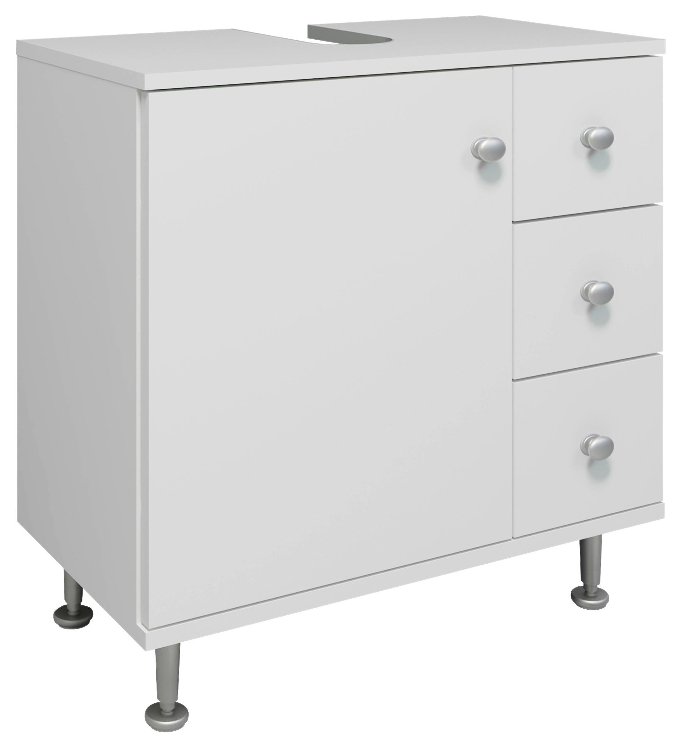 WASCHBECKENUNTERSCHRANK NILOSI M - Weiss/Silberfarben, Modern, Holzwerkstoff/Kunststoff (60/61/33cm) - MID.YOU