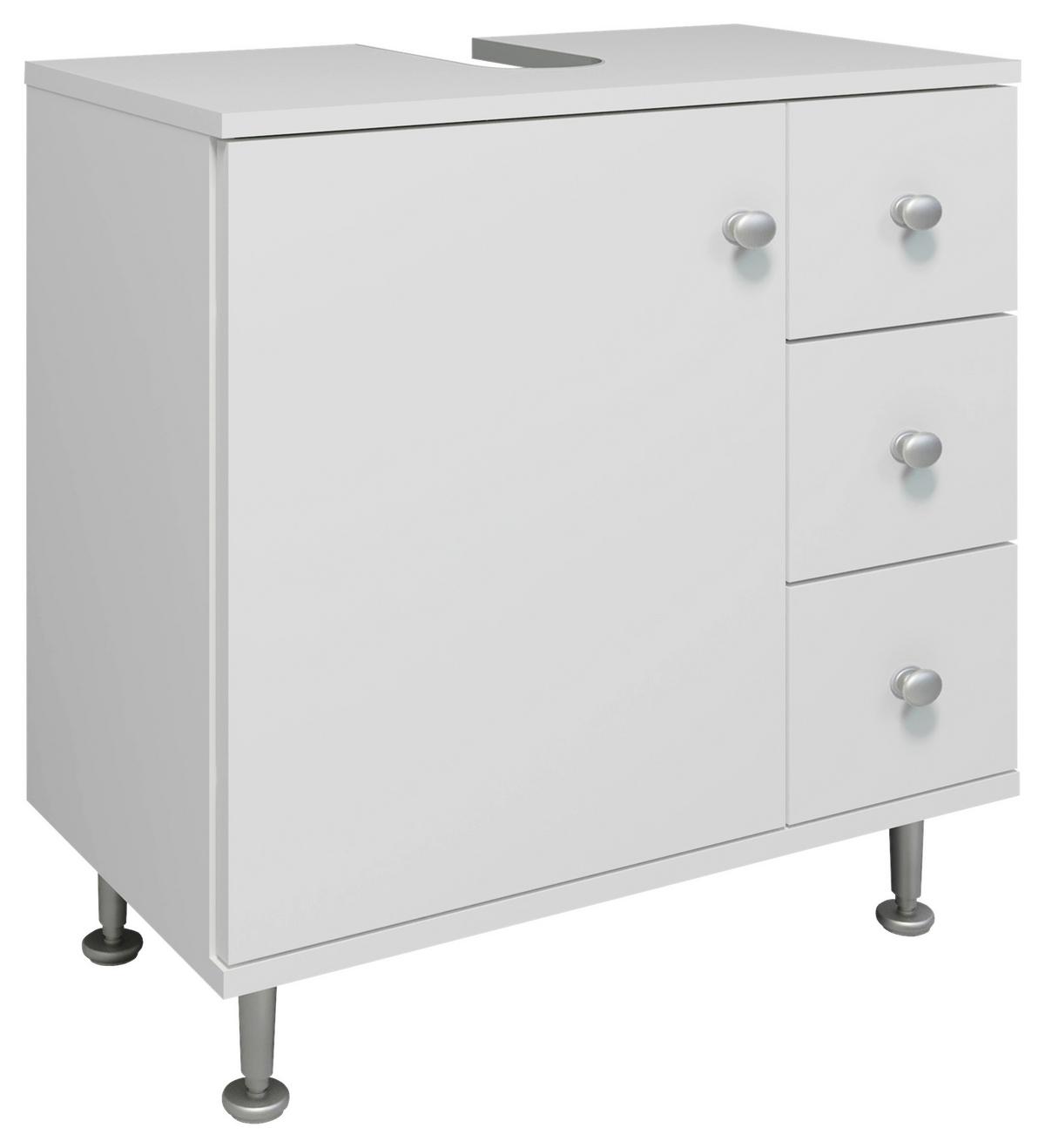 WASCHBECKENUNTERSCHRANK NILOSI M - Weiss/Silberfarben, Modern, Holzwerkstoff/Kunststoff (60/61/33cm) - MID.YOU