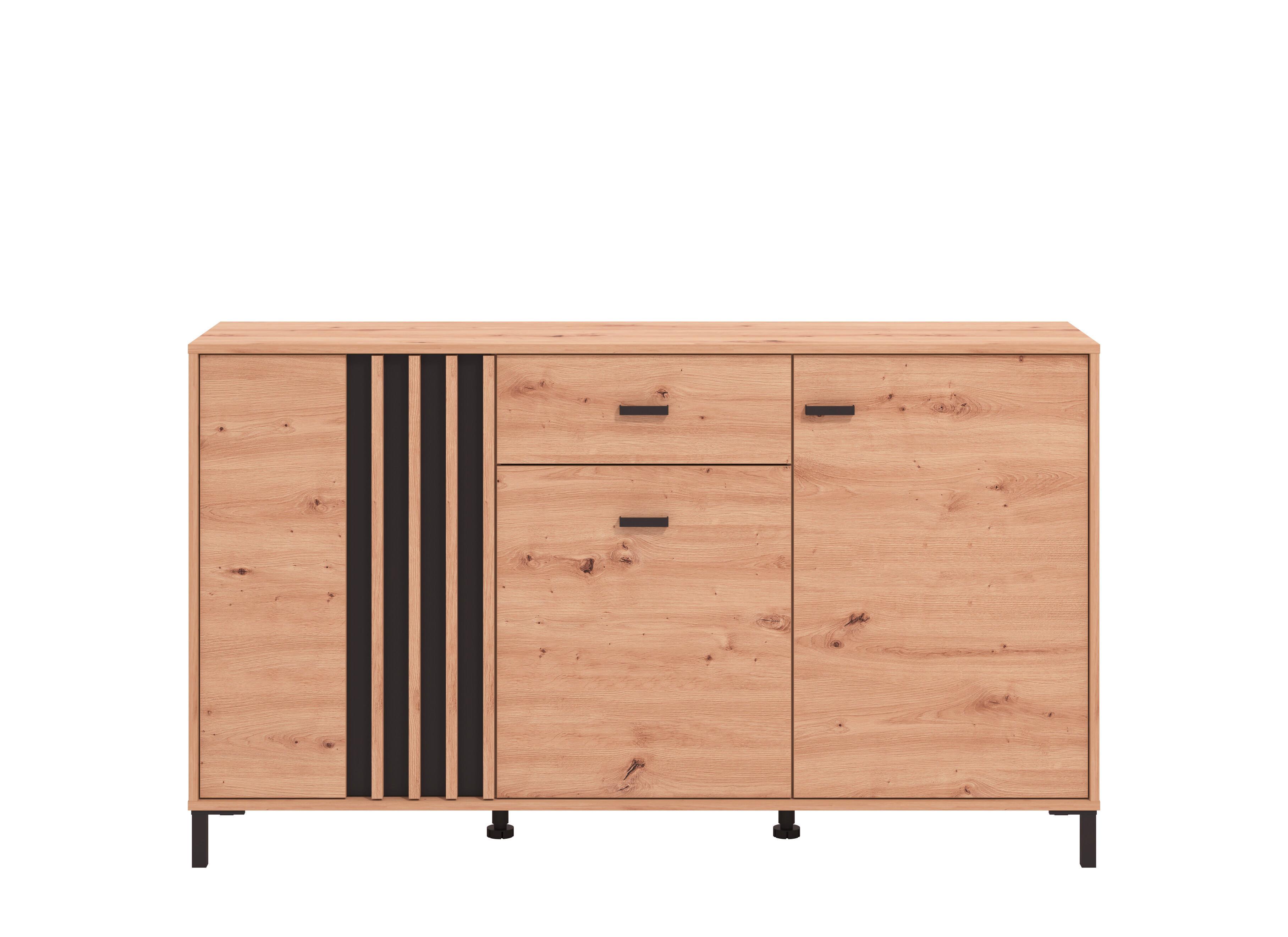 Sideboard Laval Schwarz/Eiche Artisan - Schwarz/Eiche Artisan, MODERN, Holzwerkstoff/Kunststoff (157/90/40cm) - P & B