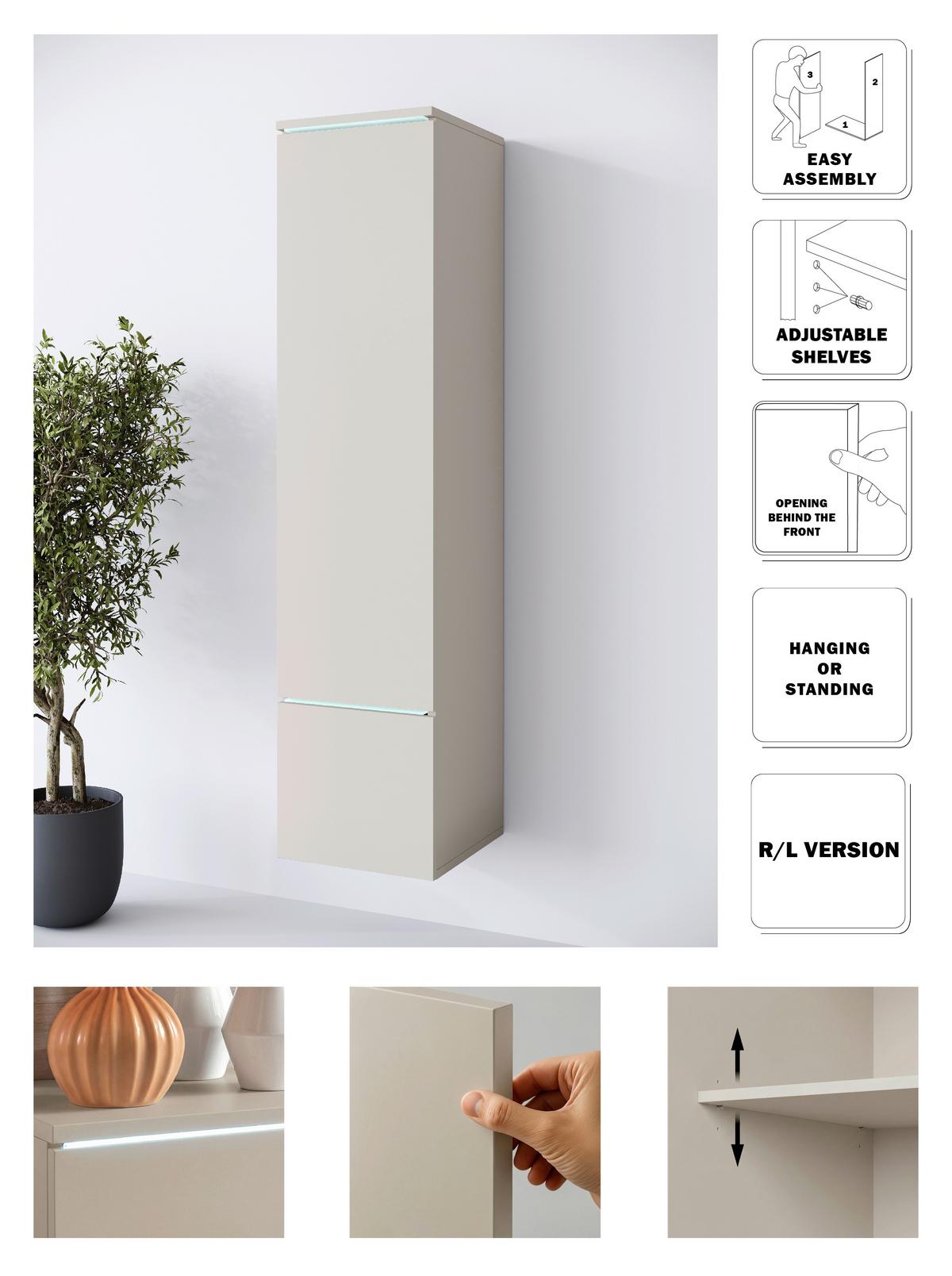 Komoda Vera - kašmir/siva, Design, drvni materijal/plastika (30/130/33cm) - P & B