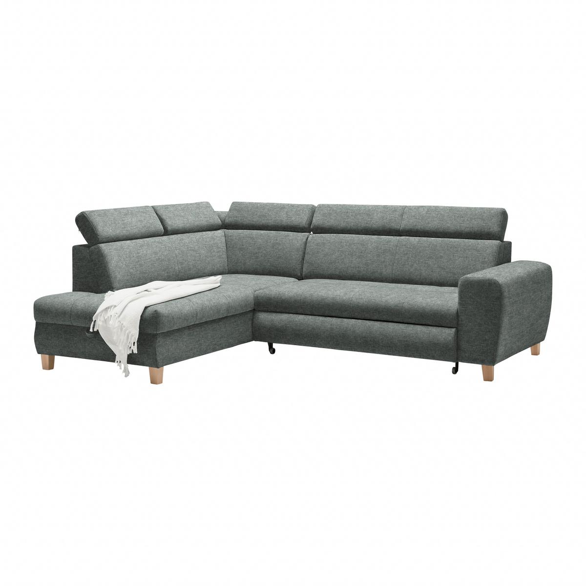 Ecksofa Lugo Graublau - Graublau, MODERN, Holz/Kunststoff (205/98/266cm) - Mömax