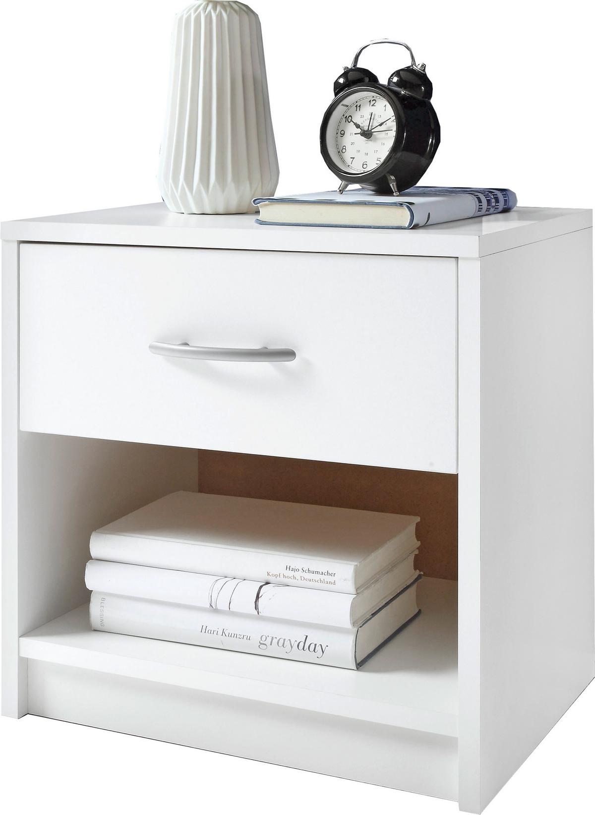 Nočna Omarica Pepe -Based- - bela/barve aluminija, Basics, umetna masa/leseni material (39/41/28cm) - Based