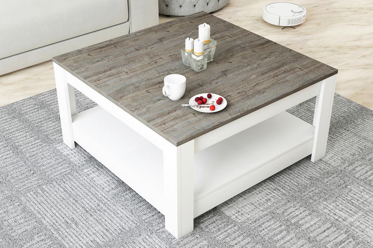 Klubska Miza Athena - bela/temni hrast, Design, leseni material (89/89/45cm) - Livetastic