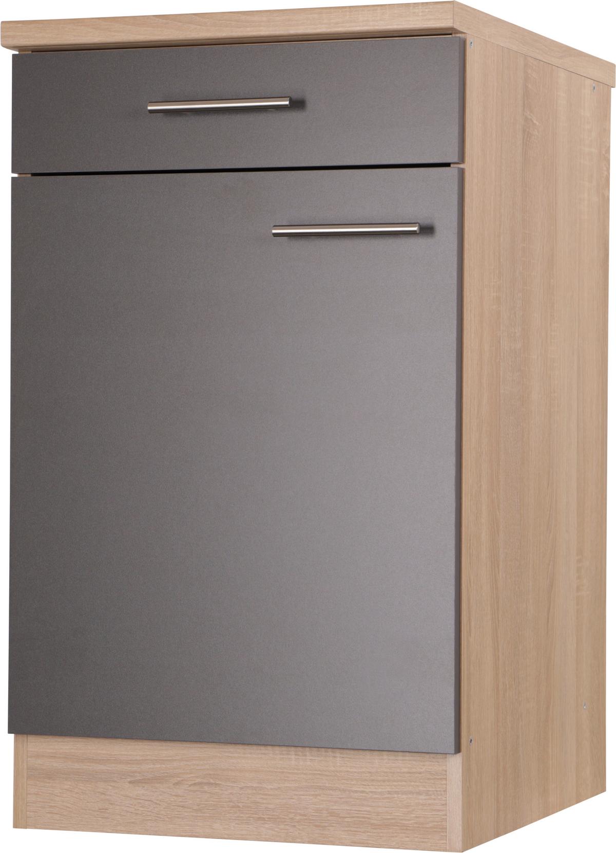 Kuhinjska Spodnja Omarica Merle, Barva Hrasta, Siva - srebrne barve/siva, Basics, kovina/leseni material (50/84,8/60cm) - Respekta